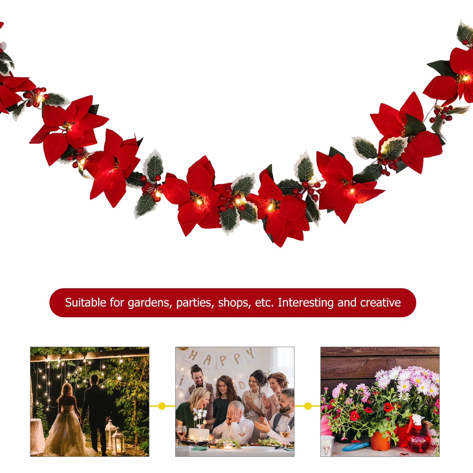 Artificial Red Flowers Wreath with Lights Garland Lamp String Outdoor Indoor Decorative Holiday Christmas Party Door Hanging
Artificial Red Flowers Wreath with Lights Garland Lamp String Outdoor Indoor Decorative Holiday Christmas Party Door Hanging