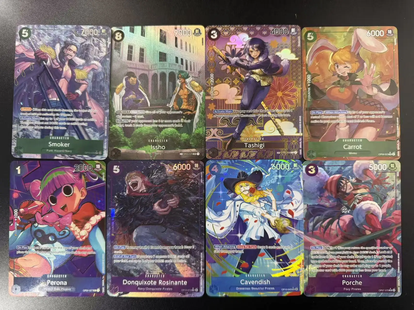 One Piece OPCG Parallel Art: Smoker, Issho, Tashigi, Carrot, Perona, Rosinante, Cavendish, Porche | TCG U-PICK
One Piece OPCG Parallel Art: Smoker, Issho, Tashigi, Carrot, Perona, Rosinante, Cavendish, Porche | TCG U-PICK