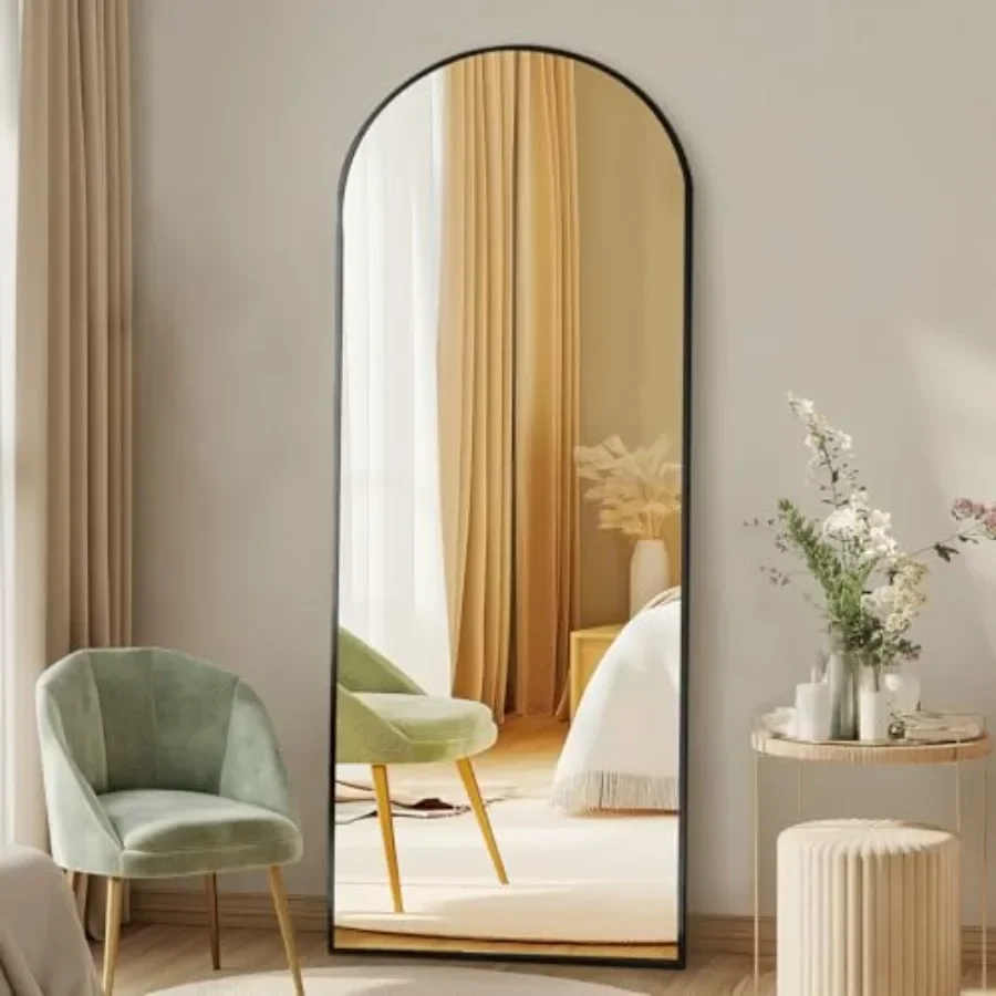 Full body floor mirror for home decor: 56x15 arched shatterproof tempered glass, modern black aluminum alloy frame, free standi
Full body floor mirror for home decor: 56x15 arched shatterproof tempered glass, modern black aluminum alloy frame, free standi