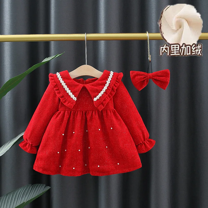 New baby clothes Girls' cotton thick warm first year dress Autumn and winter Newborn's creative pearl decorative dress 1-3 years
New baby clothes Girls' cotton thick warm first year dress Autumn and winter Newborn's creative pearl decorative dress 1-3 years