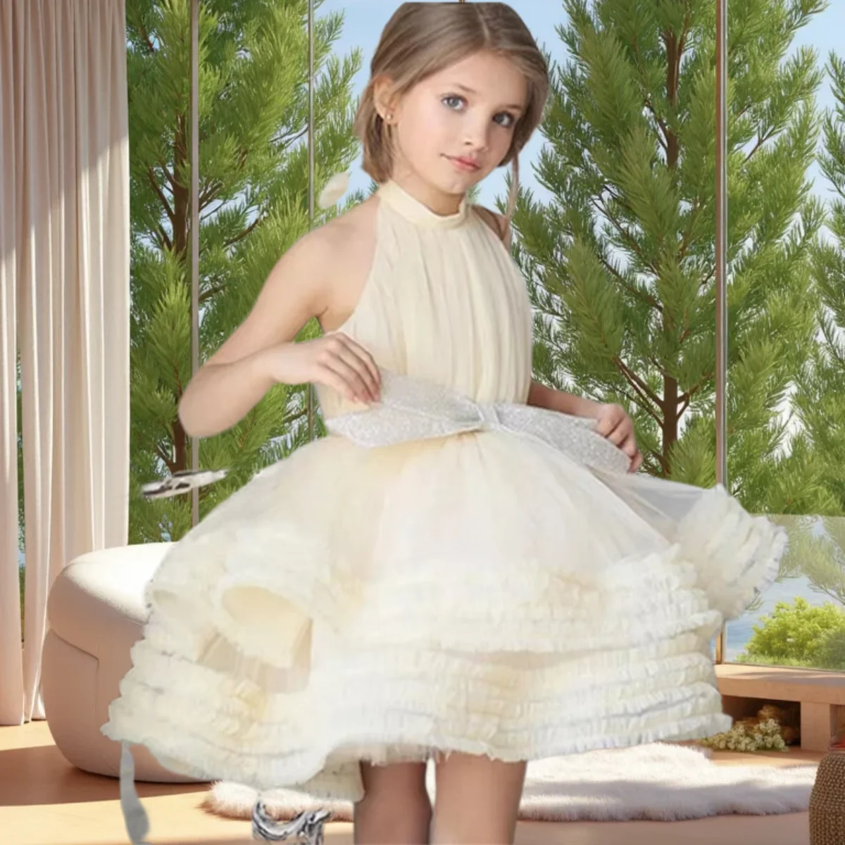 Sparkle Flower Girl Dresses Layered Tulle Bow Wedding Elegant Flower Child's First Eucharistic Birthday Party Dress Customized
Sparkle Flower Girl Dresses Layered Tulle Bow Wedding Elegant Flower Child's First Eucharistic Birthday Party Dress Customized