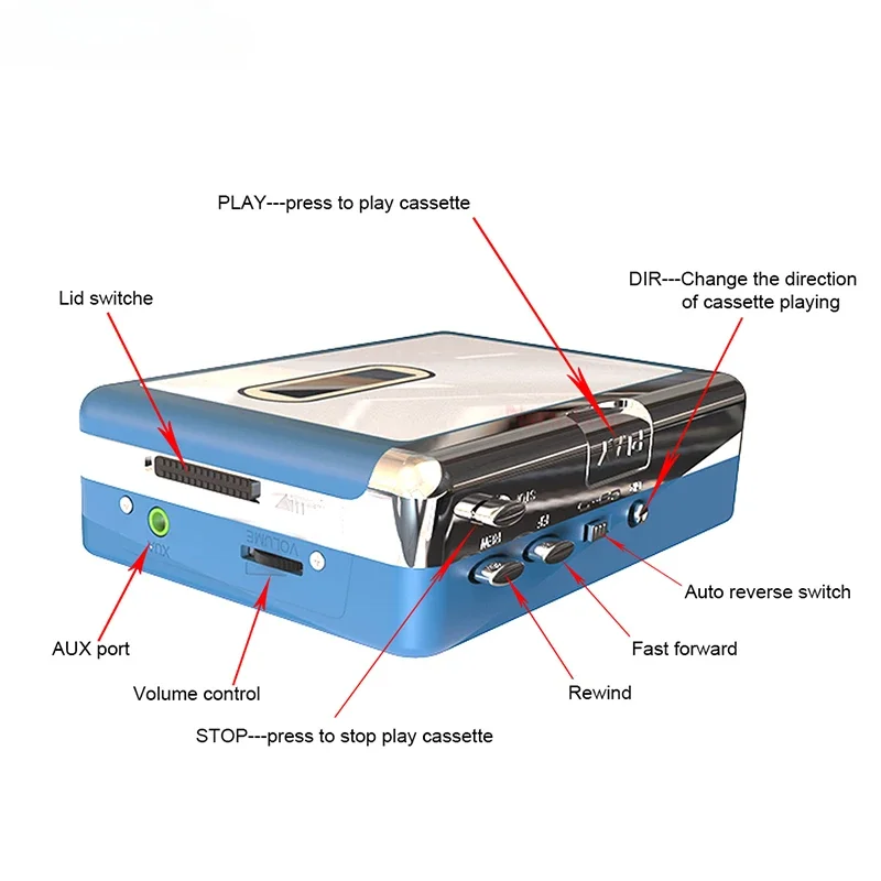Ezcap215 Portable Stereo Cassette Bluetooth Transmit Retro Tape Recorder Cassette Audio Music Player Adapter To Mp3 Converter
Ezcap215 Portable Stereo Cassette Bluetooth Transmit Retro Tape Recorder Cassette Audio Music Player Adapter To Mp3 Converter