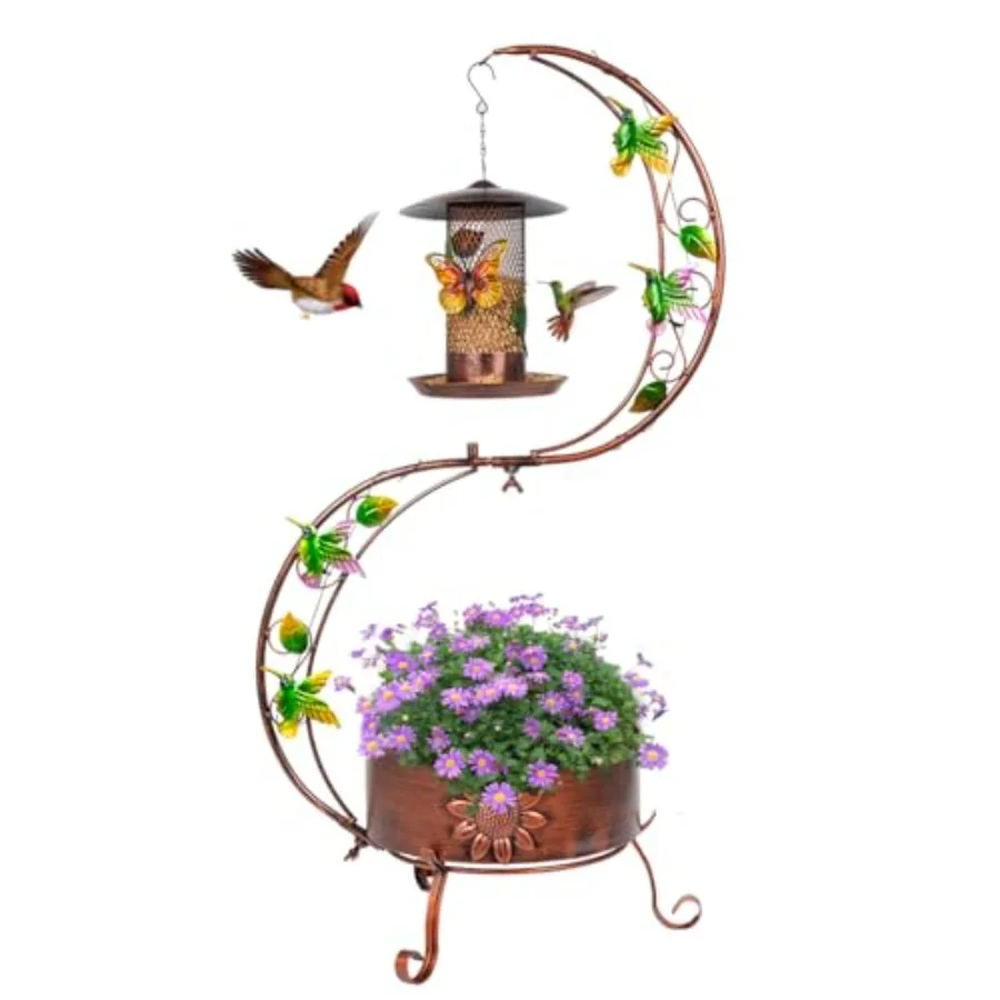Outdoor metal bird feeder stand with flower planter pedestal vintage bronze finish 35.4-inch tall garden patio decor for birds
Outdoor metal bird feeder stand with flower planter pedestal vintage bronze finish 35.4-inch tall garden patio decor for birds