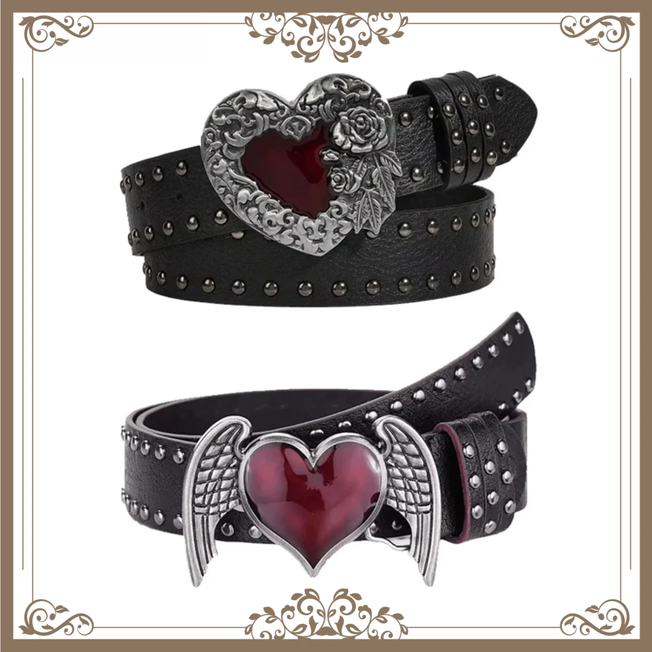 1PC Heart Shaped Rose Essential Oil Leather Belt Rivet Accent Y2K Punk Gothic Rock Hip Hop Style Belt Fashion Trendy Waist Strap
1PC Heart Shaped Rose Essential Oil Leather Belt Rivet Accent Y2K Punk Gothic Rock Hip Hop Style Belt Fashion Trendy Waist Strap