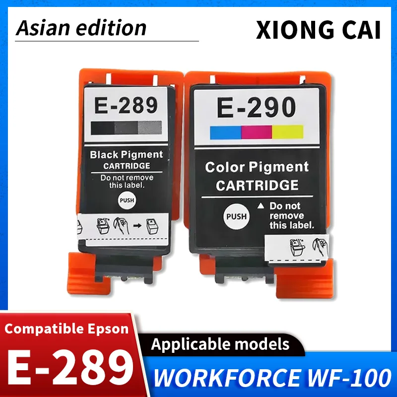 Asian edition compatibility For Epson T289 T290 E-289 E-290 T290 ink cartridge WF-100 WF100 E-289 E-290 printer ink cartridge
Asian edition compatibility For Epson T289 T290 E-289 E-290 T290 ink cartridge WF-100 WF100 E-289 E-290 printer ink cartridge