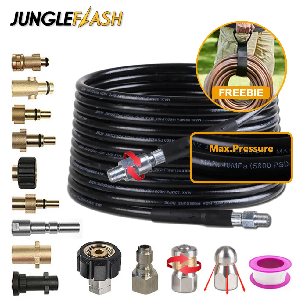 15M 5800PSI Sewer Drain Water Cleaning Hose Pipe Cleaner Kit with Adapter for Karcher K2K3K4K5K6K7 High Pressure Car Washer Hose
15M 5800PSI Sewer Drain Water Cleaning Hose Pipe Cleaner Kit with Adapter for Karcher K2K3K4K5K6K7 High Pressure Car Washer Hose