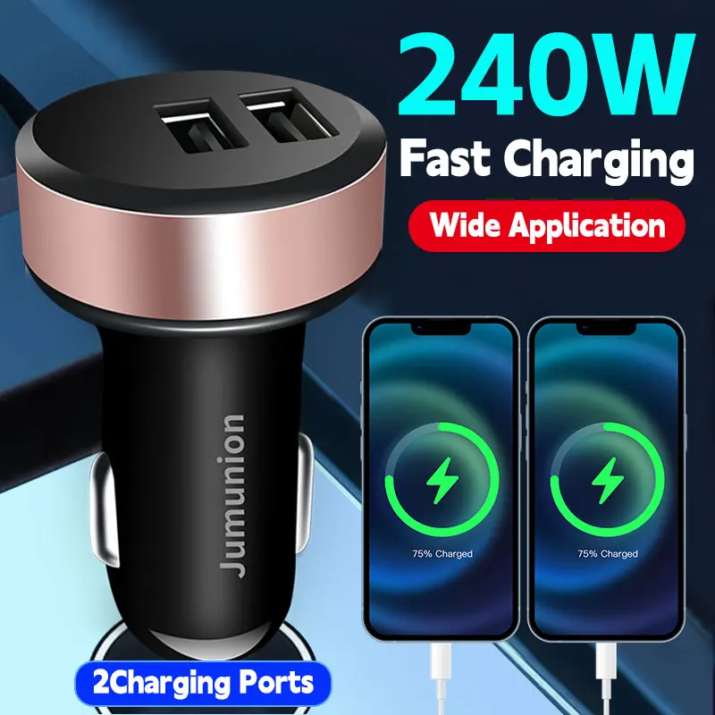 Fast Charge Car Charger High Speed Vehicle Charger 240W For Samsung iPhone Xiaomi Pixel With Led Signal Light 2USB Ports Adapter
Fast Charge Car Charger High Speed Vehicle Charger 240W For Samsung iPhone Xiaomi Pixel With Led Signal Light 2USB Ports Adapter