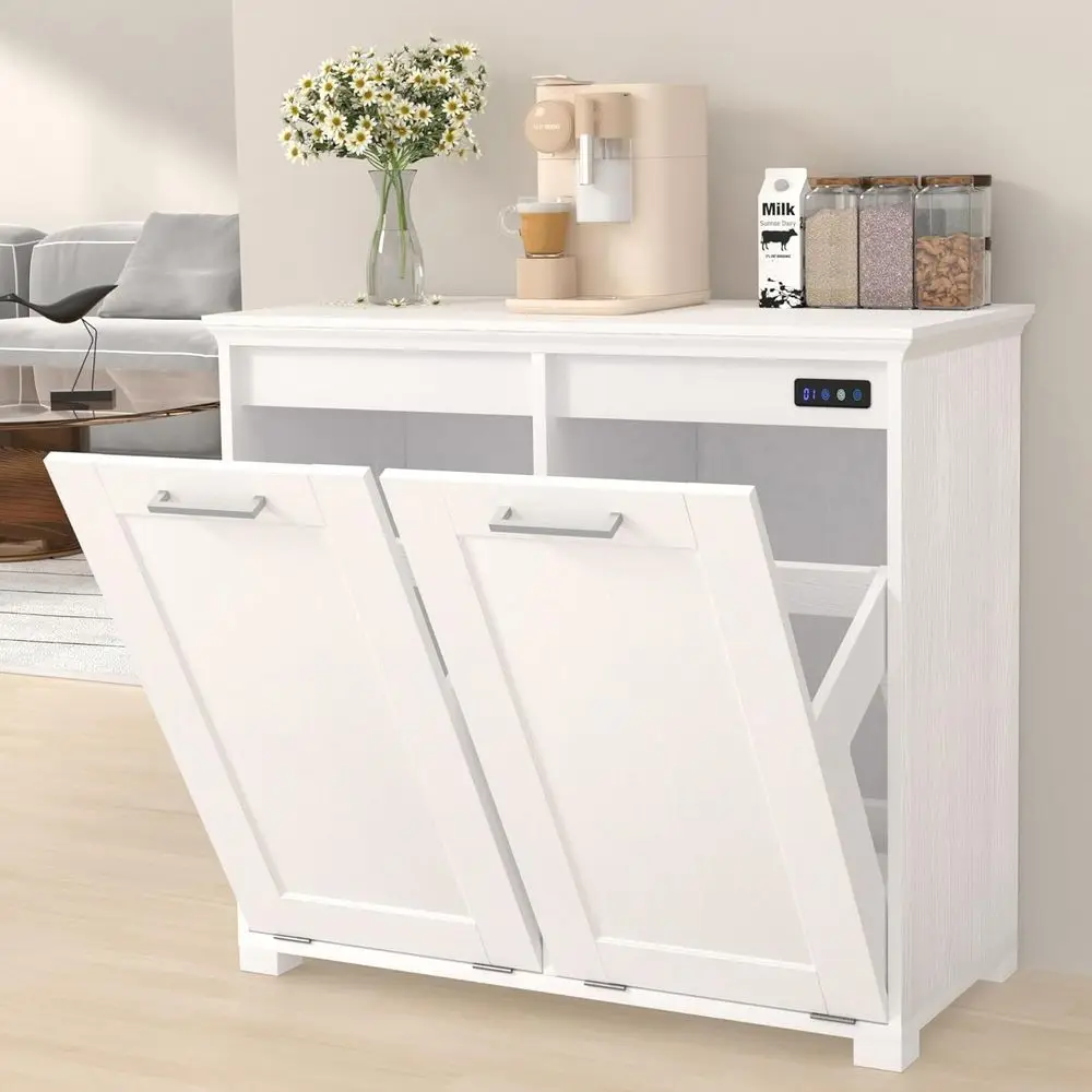 Tilt Out Trash Can Cabinet, Wooden Trash Cabinet with Deodorising Function, 20 Gallons Freestanding Dog-Proof Garbage Bin Cabine
Tilt Out Trash Can Cabinet, Wooden Trash Cabinet with Deodorising Function, 20 Gallons Freestanding Dog-Proof Garbage Bin Cabine