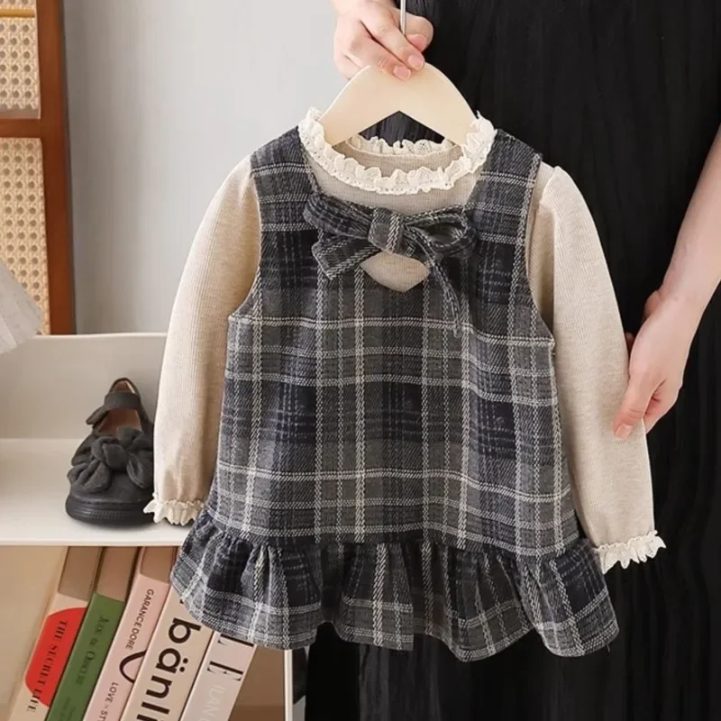 Baby Girls Spring Autumn Clothing Set Plaid Dress+lace Bottom Shirts Sweaters Fashion Kids Children Birthday 2pcs Clothes
Baby Girls Spring Autumn Clothing Set Plaid Dress+lace Bottom Shirts Sweaters Fashion Kids Children Birthday 2pcs Clothes