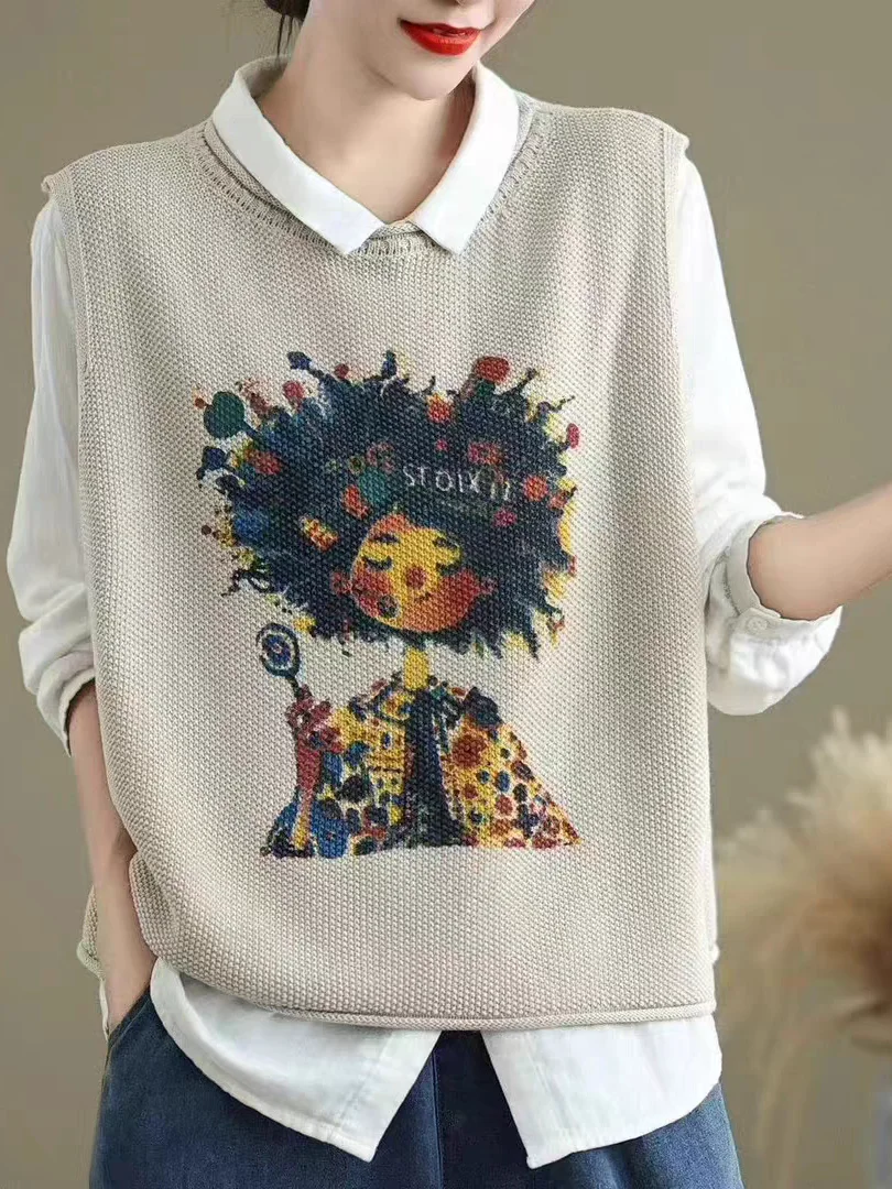 Женский вязаный хлопковый свитер с цветочным принтом в стиле ретро, осенне-зимний, с круглым вырезом, модный жилет-топ для многослойных образов
Женский вязаный хлопковый свитер с цветочным принтом в стиле ретро, осенне-зимний, с круглым вырезом, модный жилет-топ для многослойных образов