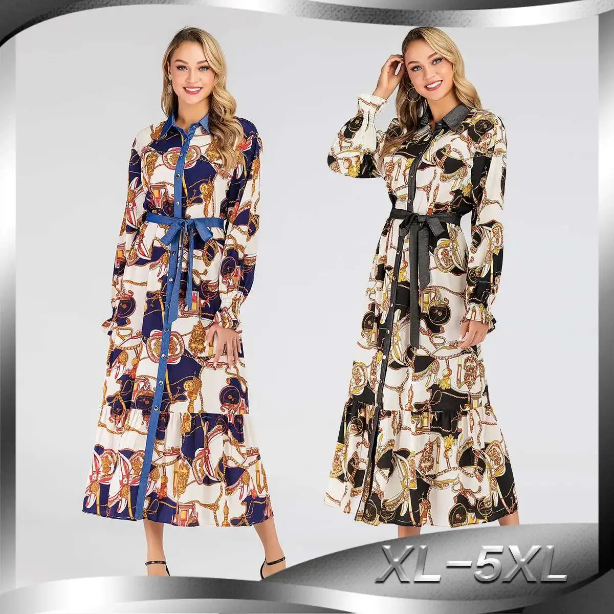 Fashion Cardigan Lapel Fashion Print Full Button Large Dress 2227 Long Dress Robe Abaya Ramadan Dubai Luxury Islam Elegant
Fashion Cardigan Lapel Fashion Print Full Button Large Dress 2227 Long Dress Robe Abaya Ramadan Dubai Luxury Islam Elegant