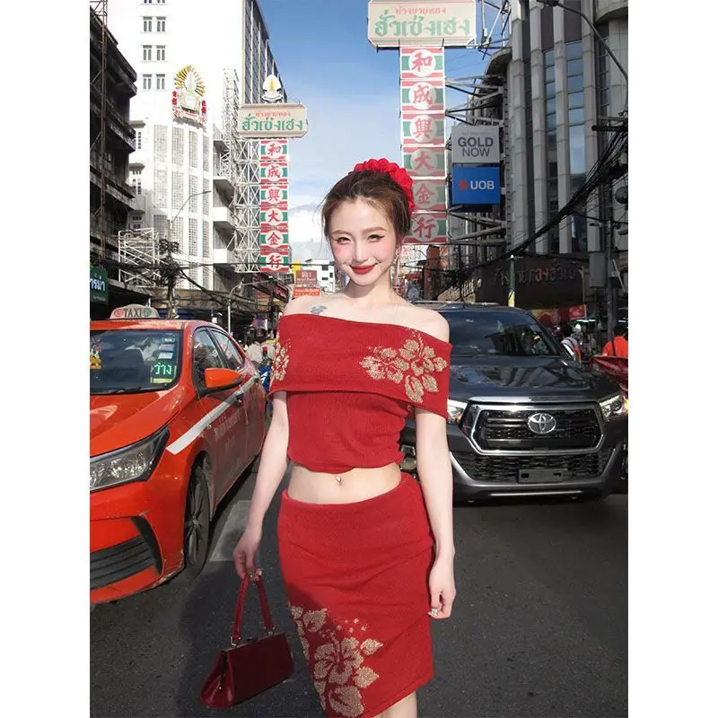 Жаккардовый вязаный топ и юбка с открытыми плечами, женский комплект прямого кроя, облегающая мини-юбка, комплект из двух предметов, прибрежный стиль бабушкины
Жаккардовый вязаный топ и юбка с открытыми плечами, женский комплект прямого кроя, облегающая мини-юбка, комплект из двух предметов, прибрежный стиль бабушкины