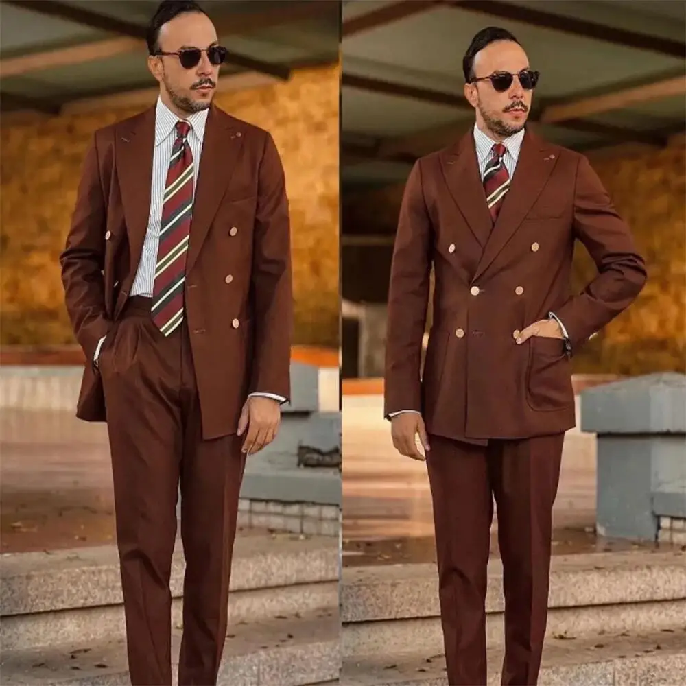 Men Suit Tailor Made 2 Pieces Solid Brown Blazer Pants Double Breasted Business Wedding Formal Prom Daily Prom Tailored
Men Suit Tailor Made 2 Pieces Solid Brown Blazer Pants Double Breasted Business Wedding Formal Prom Daily Prom Tailored
