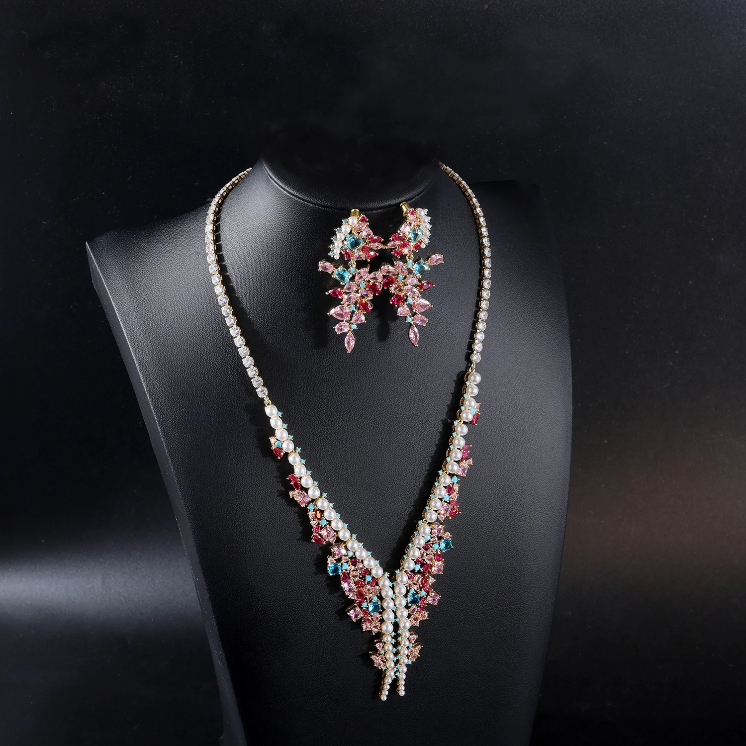 New Dazzling Charm Color Necklace Earrings Bracelet Set Women's Light Luxury Accessories Wedding Holiday Bridal Gift M-951
New Dazzling Charm Color Necklace Earrings Bracelet Set Women's Light Luxury Accessories Wedding Holiday Bridal Gift M-951