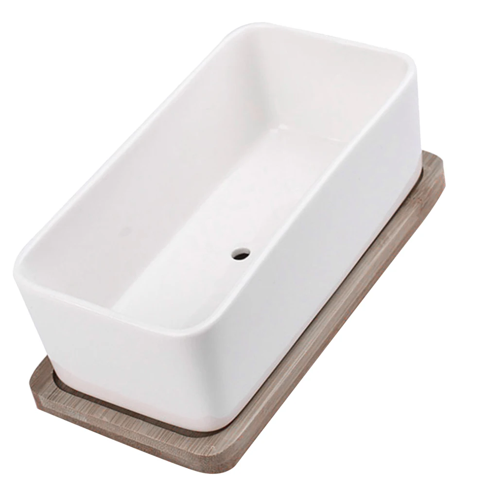 1Set Ceramic Oblong Flower Pot Bamboo Tray Sturdy Succulent Planter Garden Bonsai Pot White Decorative Plant Gift
1Set Ceramic Oblong Flower Pot Bamboo Tray Sturdy Succulent Planter Garden Bonsai Pot White Decorative Plant Gift