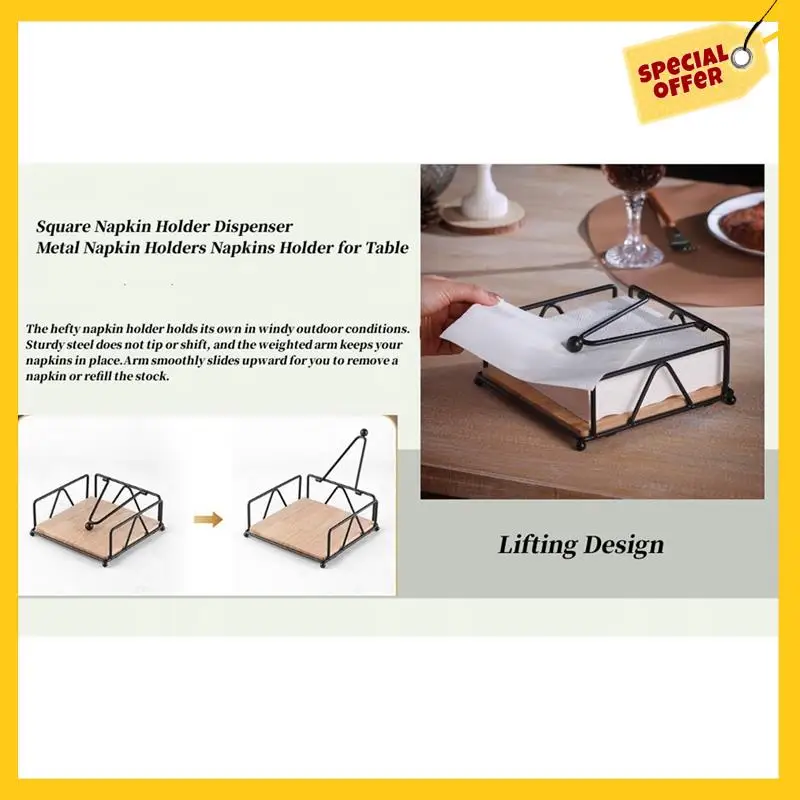 AB39-Napkin Holder For Table, Flat Napkin Holder With Weighted Arm, Square Paper Napkin Holders, Elegant Rustic Iron Metal
AB39-Napkin Holder For Table, Flat Napkin Holder With Weighted Arm, Square Paper Napkin Holders, Elegant Rustic Iron Metal