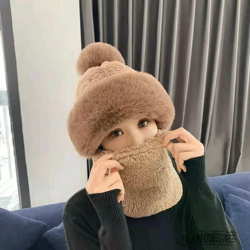 Зимняя новая интегрированная защита ушей, ветрозащитная шапка, шапка Баотоу, шарф, маска, меховой шарик, бархатная велосипедная теплая шапка для женщин
Зимняя новая интегрированная защита ушей, ветрозащитная шапка, шапка Баотоу, шарф, маска, меховой шарик, бархатная велосипедная теплая шапка для женщин