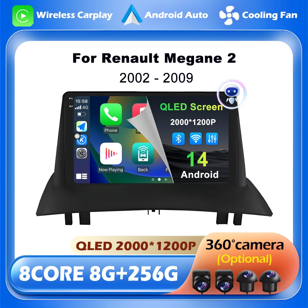 Wireless CarPlay For Renault Megane 2 2002 - 2009 Android 14 System Car Radio Multimedia Navigation GPS Stereo 4G WIFI No 2din
Wireless CarPlay For Renault Megane 2 2002 - 2009 Android 14 System Car Radio Multimedia Navigation GPS Stereo 4G WIFI No 2din