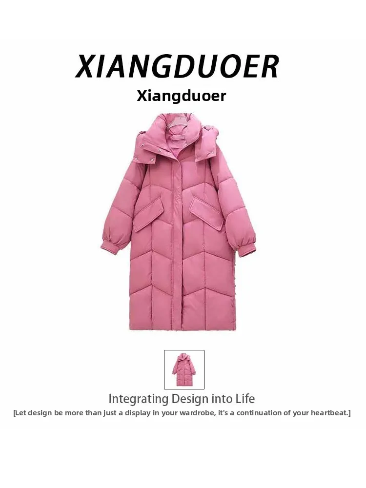 Pink Thickened Cotton Jacket Women's Long over Knee Bread Style Coat Warm Comfy Winter New Arrival Elegant Sweet Fashionable
Pink Thickened Cotton Jacket Women's Long over Knee Bread Style Coat Warm Comfy Winter New Arrival Elegant Sweet Fashionable