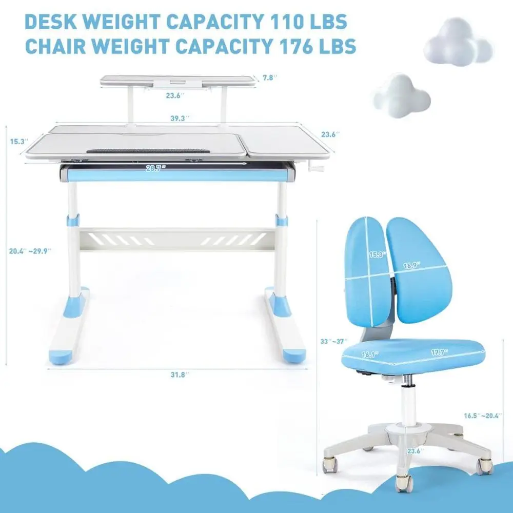 Premium Kids Study Desk and Chair Set,Adjustable Boys School Writing Study Table,Ergonomic Desk Chair with Large Writing Board
Premium Kids Study Desk and Chair Set,Adjustable Boys School Writing Study Table,Ergonomic Desk Chair with Large Writing Board