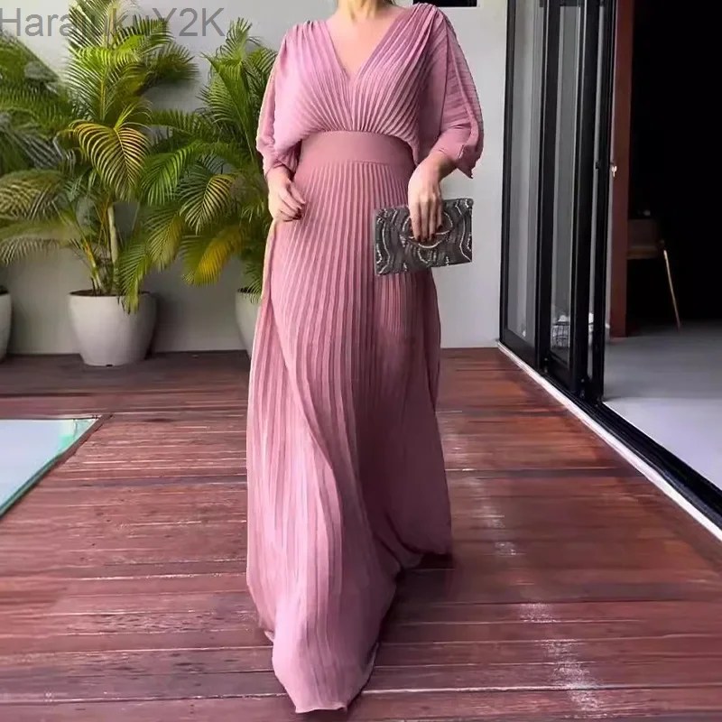 Summer Pleated Dresses Women V-neck Spring Maxi Party Prom Maxi Dress Night High Waist Casual Streetwear Sexy Elegant Vestidos
Summer Pleated Dresses Women V-neck Spring Maxi Party Prom Maxi Dress Night High Waist Casual Streetwear Sexy Elegant Vestidos