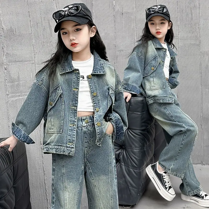 Осенне-зимняя одежда для девочек от 7 до 8 лет, костюм для девочек, джинсовая куртка и брюки, комплект из 2 предметов, повседневный комплект из двух предметов с прямыми штанинами
Осенне-зимняя одежда для девочек от 7 до 8 лет, костюм для девочек, джинсовая куртка и брюки, комплект из 2 предметов, повседневный комплект из двух предметов с прямыми штанинами