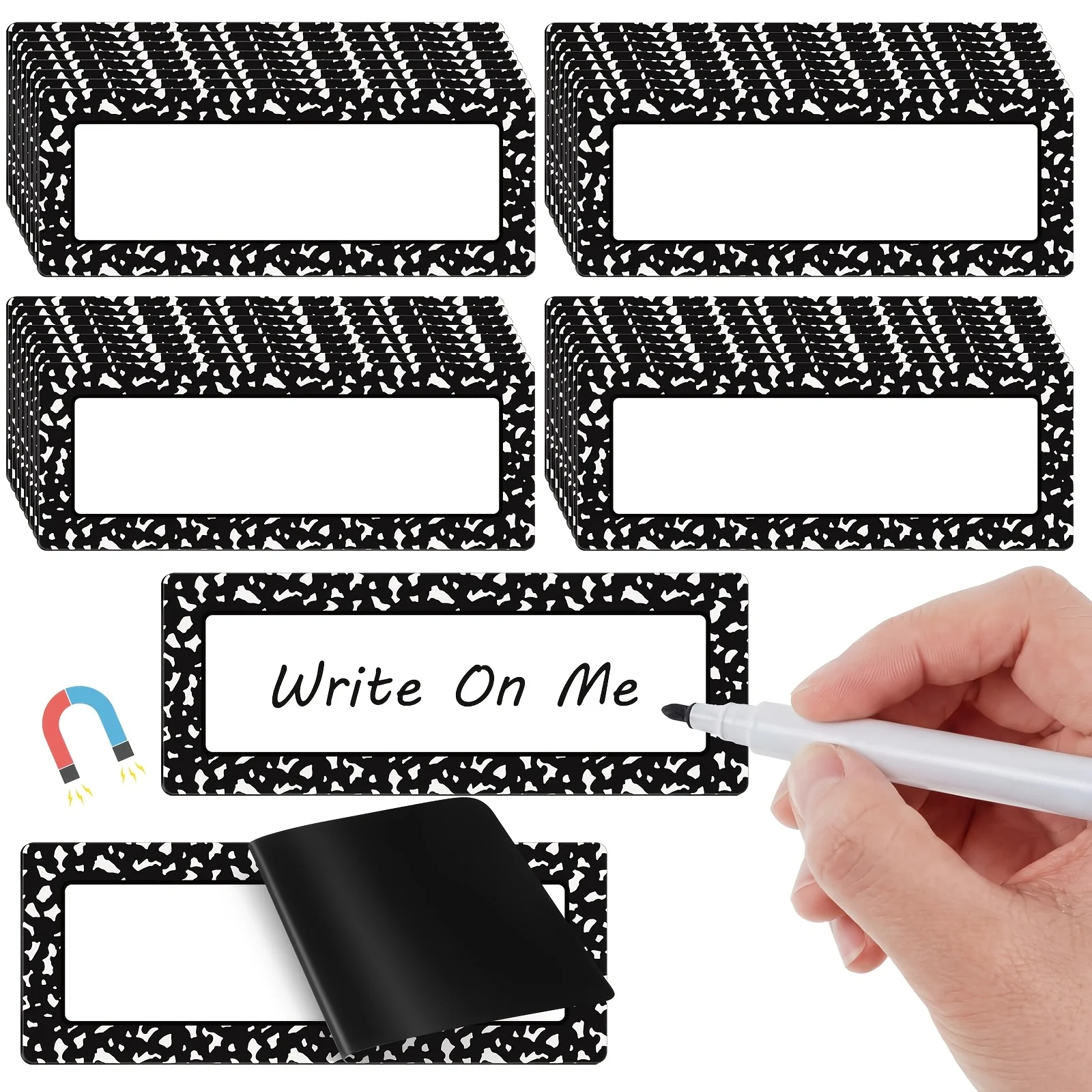 48 Dry-Erase Magnetic Labels | Back-to-School Magnetic Name Labels | Color/Black & White | Dot Matrix Notebook Style | Reusable
48 Dry-Erase Magnetic Labels | Back-to-School Magnetic Name Labels | Color/Black & White | Dot Matrix Notebook Style | Reusable