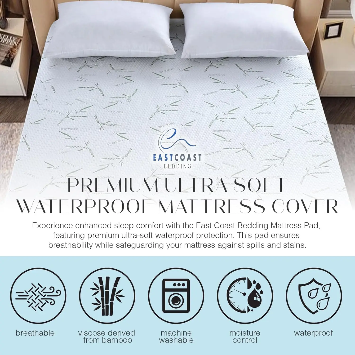 East Coast Bedding Queen Size 60"" X 80"" Inch Waterproof Viscose Derived Bamboo Mattress Protector Pad: Sleep Easy With
East Coast Bedding Queen Size 60"" X 80"" Inch Waterproof Viscose Derived Bamboo Mattress Protector Pad: Sleep Easy With