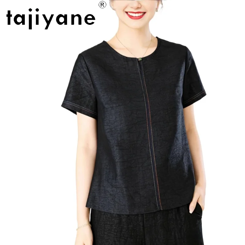 TAJIYANE 100% Real Mulberry Silk Women T Shirts O-Neck Casual T-Shirt Xiangyun Sha Summer Ladies Tops 2026 Woman Clothing одежда
TAJIYANE 100% Real Mulberry Silk Women T Shirts O-Neck Casual T-Shirt Xiangyun Sha Summer Ladies Tops 2026 Woman Clothing одежда