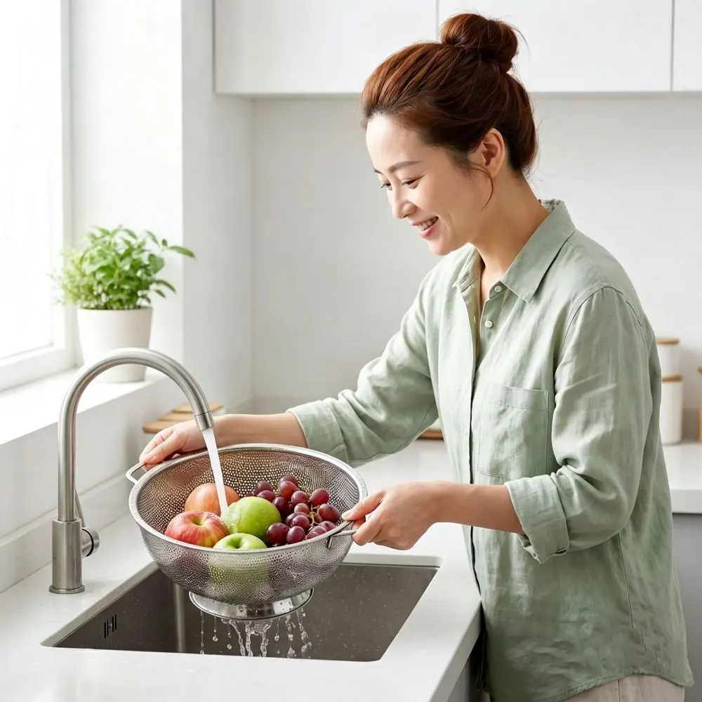Thickened Stainless Steel Colander Fine Mesh Filter Solid Ring Base Vegetable Washing Basin Rust-Resistant Dishwasher Safe
Thickened Stainless Steel Colander Fine Mesh Filter Solid Ring Base Vegetable Washing Basin Rust-Resistant Dishwasher Safe