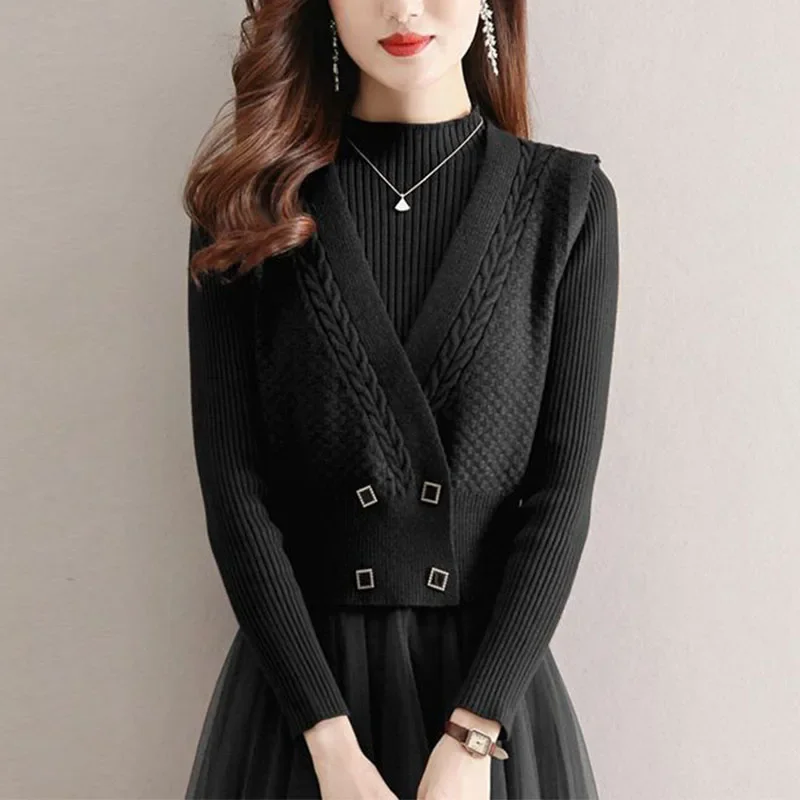 Модный вязаный свитер, жилет, женский осенний новый свободный модный внешний жилет с четырьмя пуговицами, кардиганы без рукавов с v-образным вырезом, топы
Модный вязаный свитер, жилет, женский осенний новый свободный модный внешний жилет с четырьмя пуговицами, кардиганы без рукавов с v-образным вырезом, топы