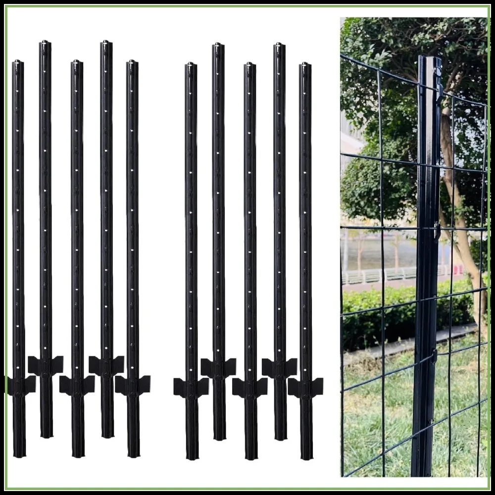 10 Pack 5ft Metal Fence Posts for 48in High Welded Wire Fence, U-Channel Steel Garden Stakes Black
10 Pack 5ft Metal Fence Posts for 48in High Welded Wire Fence, U-Channel Steel Garden Stakes Black