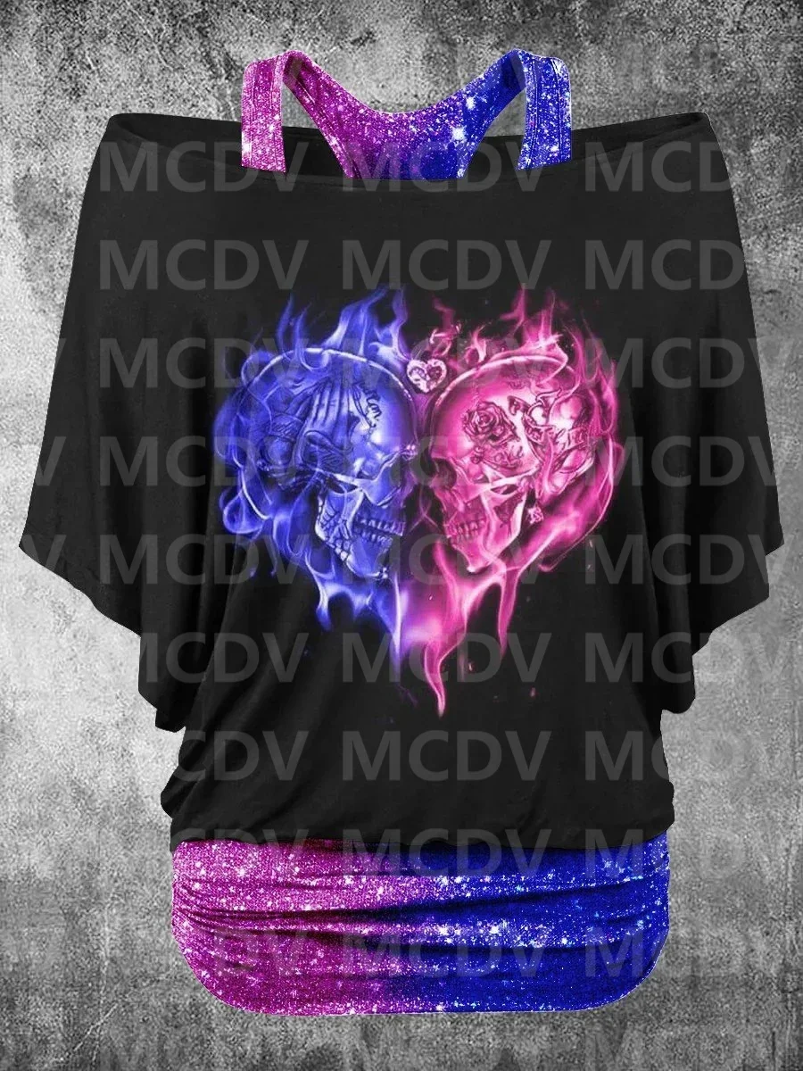 Women's Punk Skull Gradient Art Two Piece Suit Top Casual T-Shirt Harajuku Streetwear Halloween Gift
Women's Punk Skull Gradient Art Two Piece Suit Top Casual T-Shirt Harajuku Streetwear Halloween Gift