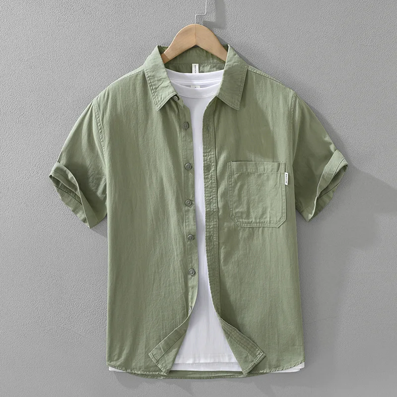 Men's Japanese Retro Work Shirt - Solid Color Short Sleeve, 100% Cotton Relaxed Fit Casual & Everyday Wear
Men's Japanese Retro Work Shirt - Solid Color Short Sleeve, 100% Cotton Relaxed Fit Casual & Everyday Wear