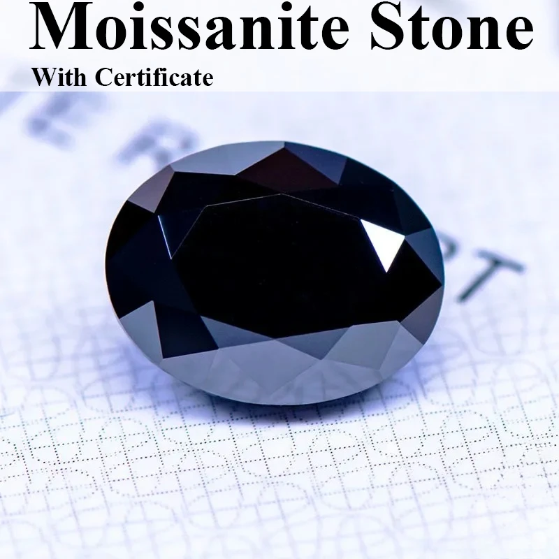 Moissanite Gemstone Black Color Oval Cut Authentication Lab Grown Diamond For DIY Ring Necklace Earrings Main Materials
Moissanite Gemstone Black Color Oval Cut Authentication Lab Grown Diamond For DIY Ring Necklace Earrings Main Materials