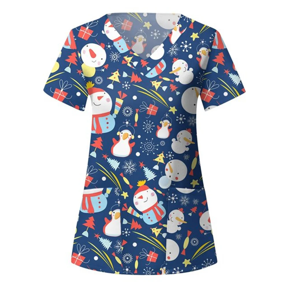 Christmas Nurse Uniform Woman Snowman Cartoon Print Dental Medico V-Neck Short Sleeve Patch Pocket Vet Women's Medical Uniform
Christmas Nurse Uniform Woman Snowman Cartoon Print Dental Medico V-Neck Short Sleeve Patch Pocket Vet Women's Medical Uniform