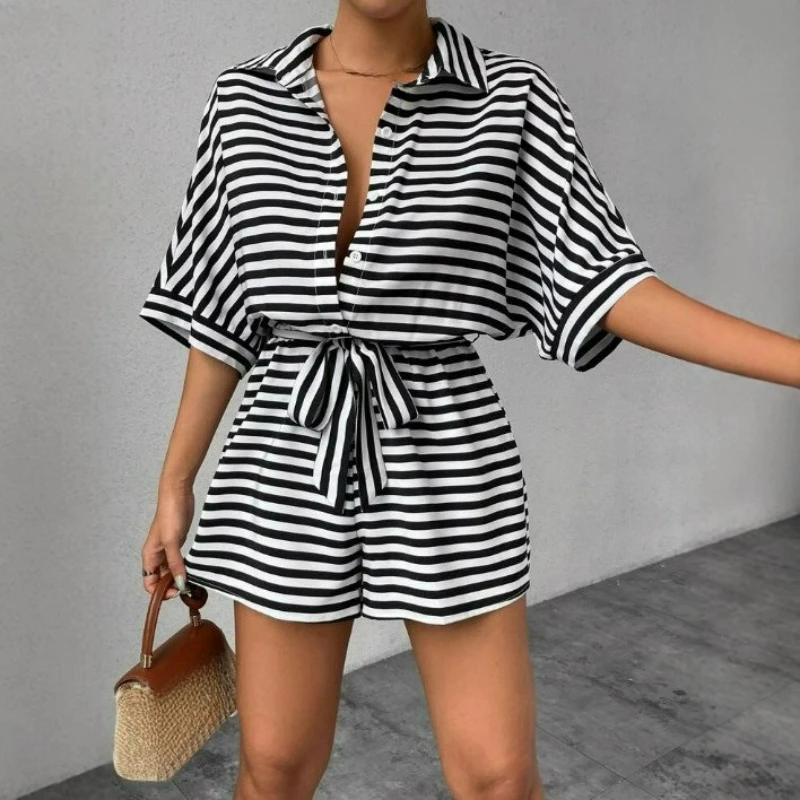 Amazon Independent Station European American Women Clothing Casual Fashion Striped Jumpsuit Popular Lace-Up Elegant Temperament
Amazon Independent Station European American Women Clothing Casual Fashion Striped Jumpsuit Popular Lace-Up Elegant Temperament