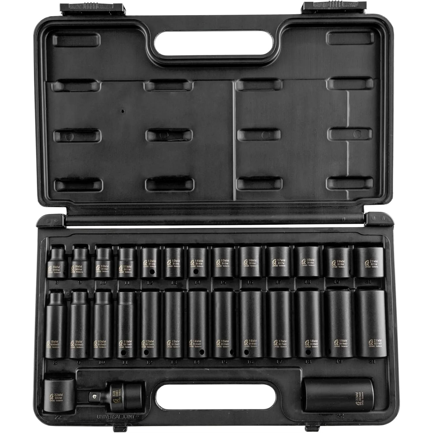 3/8 DRIVE 29 Piece Metric Master Impact Socket Set, CR-MO Steel, Deep & Standard Sockets for Auto Repair
3/8 DRIVE 29 Piece Metric Master Impact Socket Set, CR-MO Steel, Deep & Standard Sockets for Auto Repair