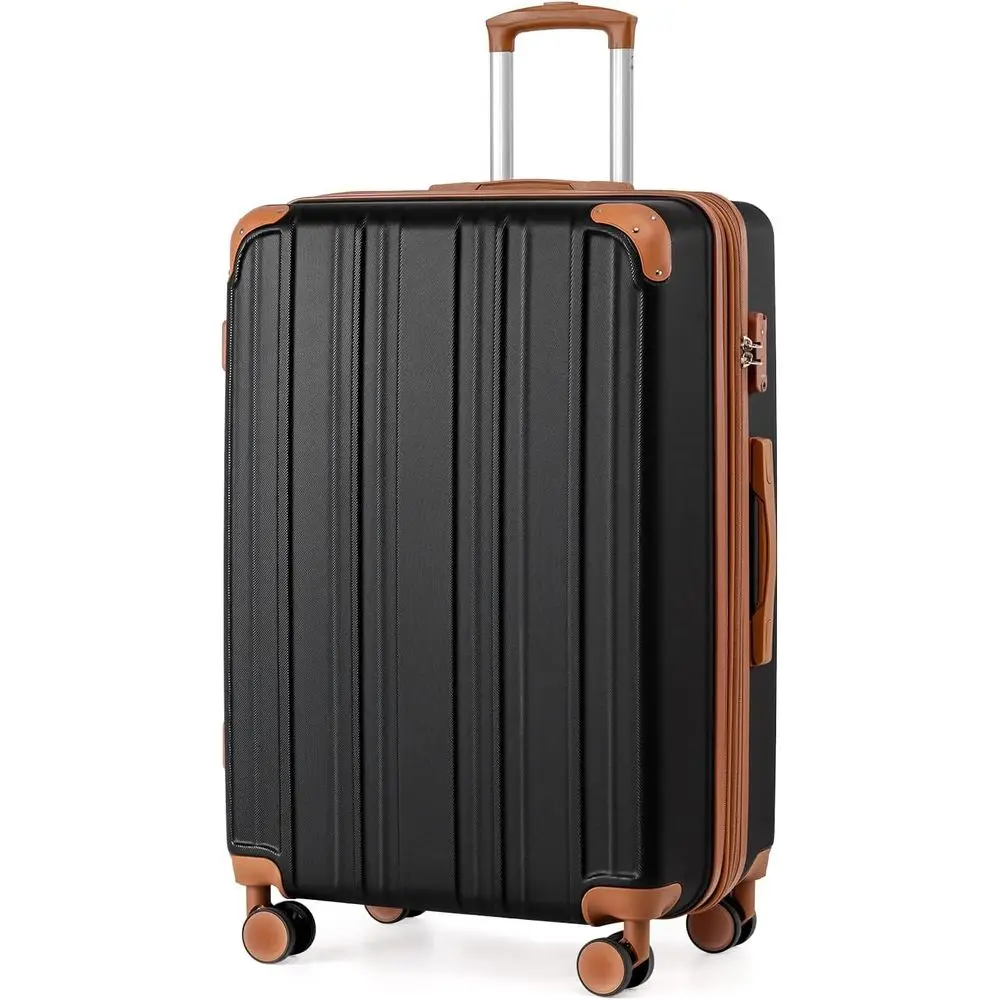 Durable Lightweight Large Checked Luggage with ABS Hardshell, Expandable, Dual Spinners, TSA Lock, Apricot Black, L (28in)
Durable Lightweight Large Checked Luggage with ABS Hardshell, Expandable, Dual Spinners, TSA Lock, Apricot Black, L (28in)