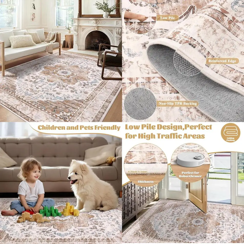 Винтажный богемный ковер 5x7 футов, который можно стирать в машине с низким ворсом для гостиной, нескользящий, не осыпающийся, идеально подходит для спальни, кухни
Винтажный богемный ковер 5x7 футов, который можно стирать в машине с низким ворсом для гостиной, нескользящий, не осыпающийся, идеально подходит для спальни, кухни