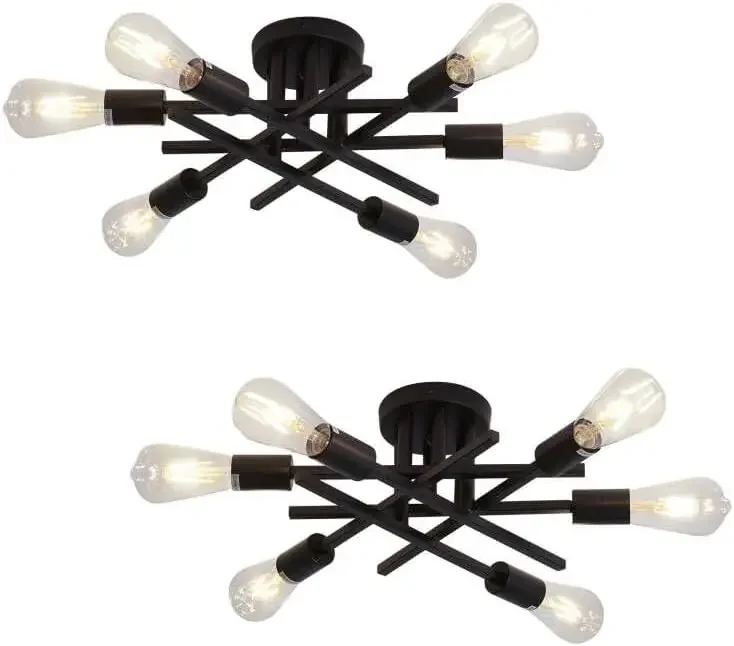6-Lights Semi Flush Mount Ceiling Light Fixture 2-Pack Black Vintage Matte Sputnik Chandelier Ceiling Lamp for Farmhouse Dining
6-Lights Semi Flush Mount Ceiling Light Fixture 2-Pack Black Vintage Matte Sputnik Chandelier Ceiling Lamp for Farmhouse Dining