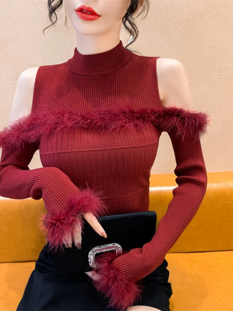 Half High Neck Wool Spliced Knitted Shirt for Women Autumn Spring Stylish Off Shoulder Unique Slim Base Shirt Women Tops
Half High Neck Wool Spliced Knitted Shirt for Women Autumn Spring Stylish Off Shoulder Unique Slim Base Shirt Women Tops
