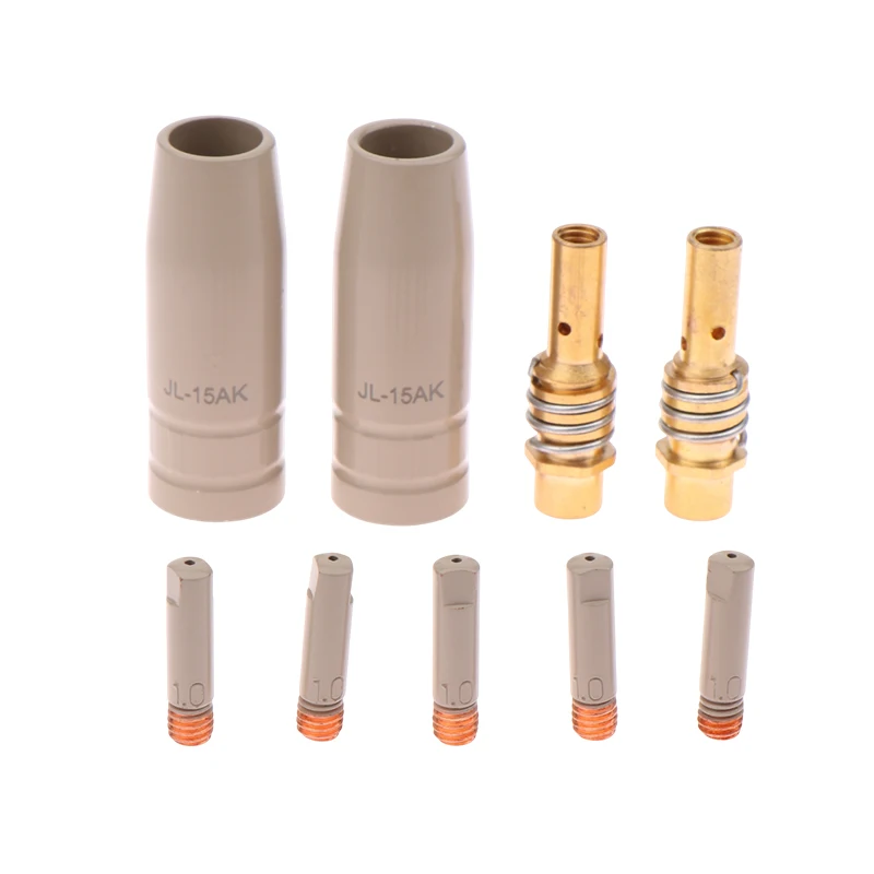 B*9Pcs 15AK Welding Torch New Coating Protection Nozzle 0.8/1.0/1.2mm MIG Torch Gas Nozzle Tip Holder Protection Parts
B*9Pcs 15AK Welding Torch New Coating Protection Nozzle 0.8/1.0/1.2mm MIG Torch Gas Nozzle Tip Holder Protection Parts