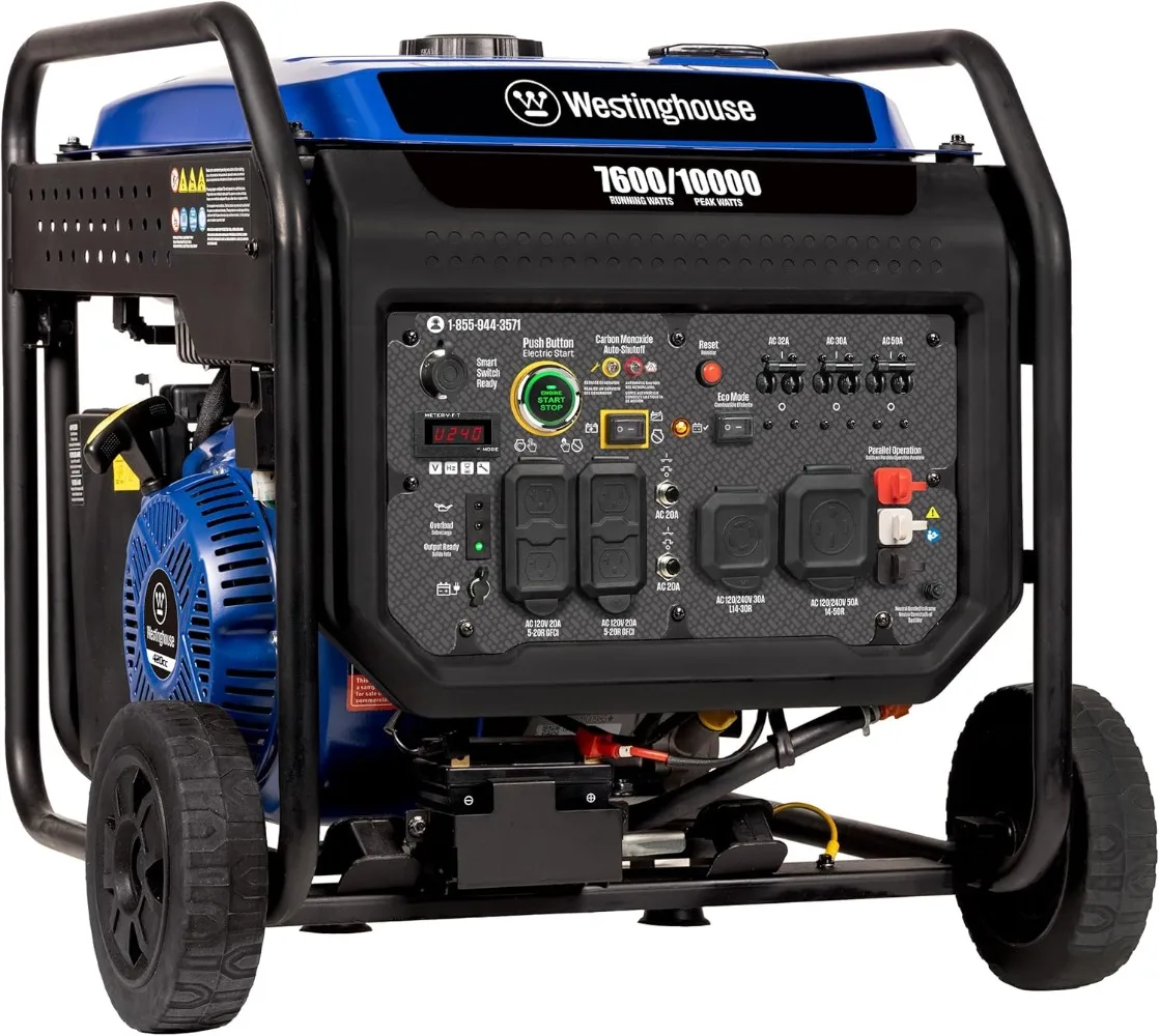 Outdoor Power Equipment 10000 Peak Watt Portable Open Frame Inverter Generator, Remote Electric Start,Gas Powered
Outdoor Power Equipment 10000 Peak Watt Portable Open Frame Inverter Generator, Remote Electric Start,Gas Powered