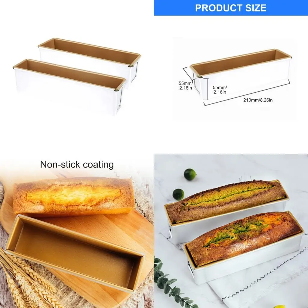 2pcs Rectangular Bread Tins Aluminum Alloy Baking Molds for Pastries and Dessert X3UC
2pcs Rectangular Bread Tins Aluminum Alloy Baking Molds for Pastries and Dessert X3UC