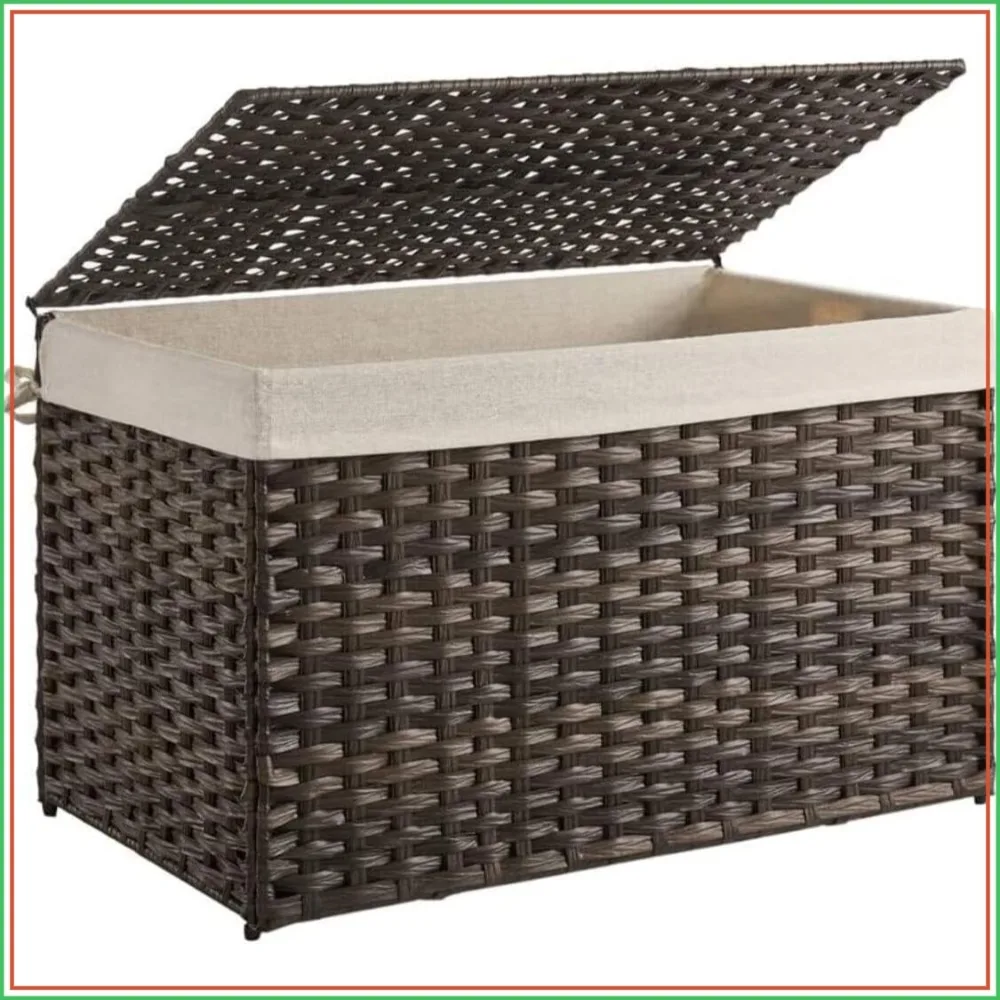 Woven Storage Basket with Lid, Foldable Metal Frame Bin with Handles, 42.3 Gallons (160 L), Brown
Woven Storage Basket with Lid, Foldable Metal Frame Bin with Handles, 42.3 Gallons (160 L), Brown