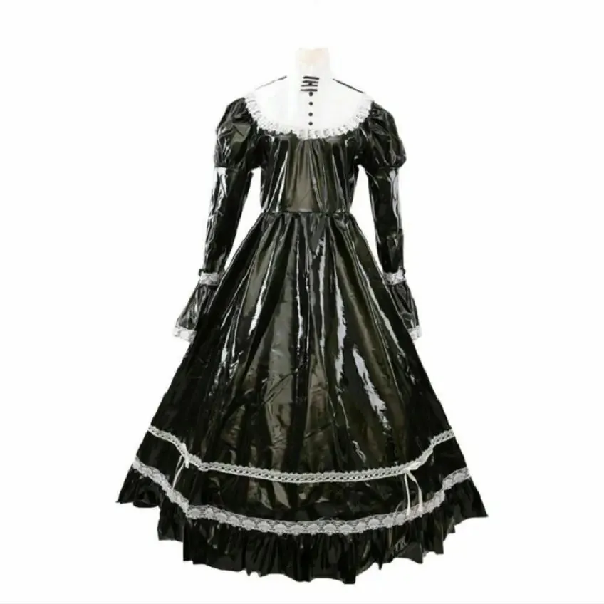 Sissy Black Dress PVC Robe Long Sleeve Cosplay Maid Halloween Costume Makeup Ball Party Customized
Sissy Black Dress PVC Robe Long Sleeve Cosplay Maid Halloween Costume Makeup Ball Party Customized