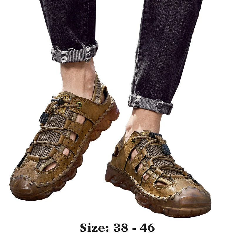 High quality leather flat sandals for men round toes new summer 2025 size 38 46 casual outdoor walking big size shoe black khaki
High quality leather flat sandals for men round toes new summer 2025 size 38 46 casual outdoor walking big size shoe black khaki
