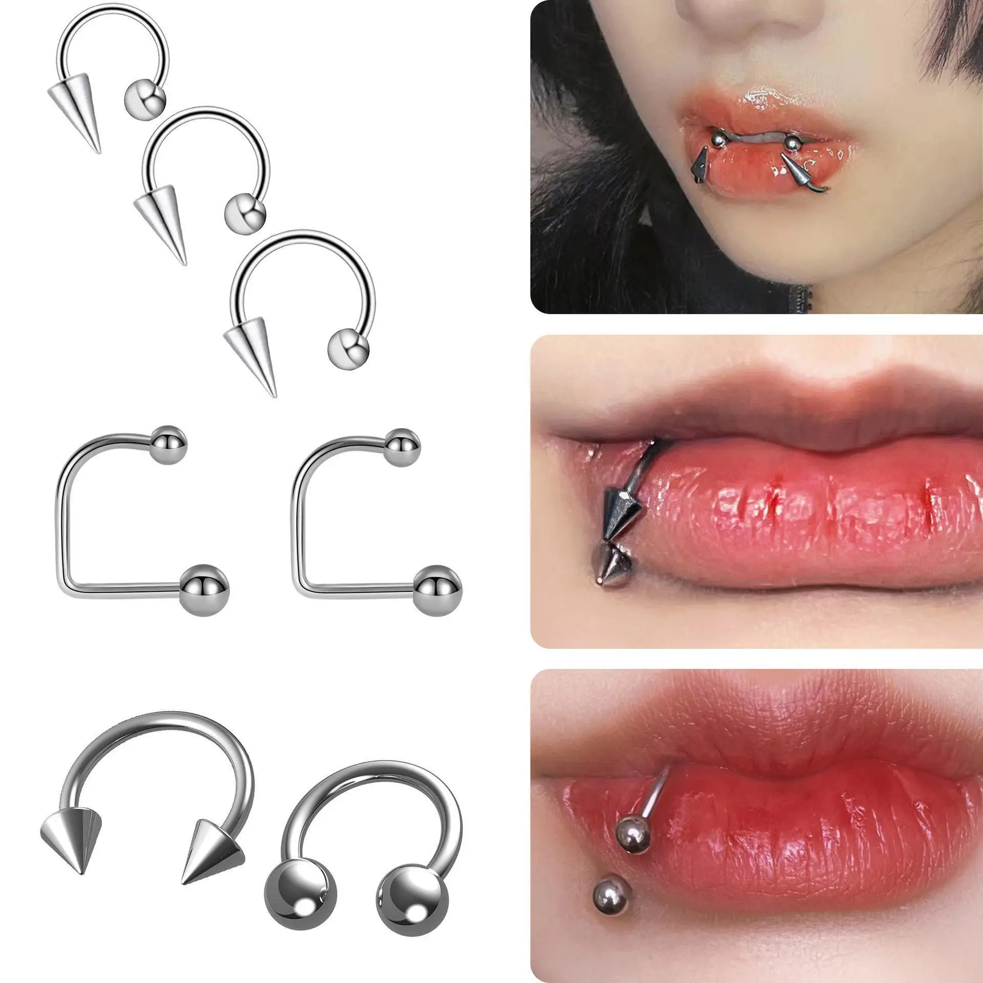 Minimalist Gothic Personalized Lip Nail Stainless Steel U-shaped Lip Ring Horseshoe Rod Lip Clip Pointed Cone C-ring jewelry
Minimalist Gothic Personalized Lip Nail Stainless Steel U-shaped Lip Ring Horseshoe Rod Lip Clip Pointed Cone C-ring jewelry