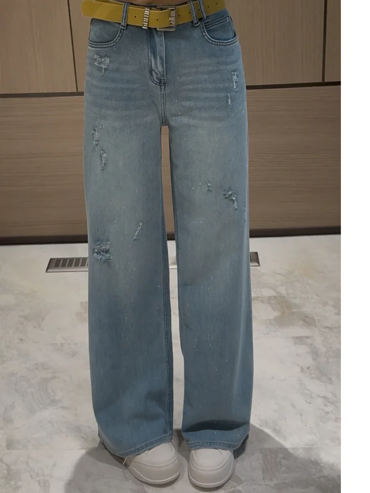 Loose Women's Jeans Bell Bottom Blue Jeans Distressed Straight Leg Casual Spring Fashion plus Size Ladies Trousers
Loose Women's Jeans Bell Bottom Blue Jeans Distressed Straight Leg Casual Spring Fashion plus Size Ladies Trousers